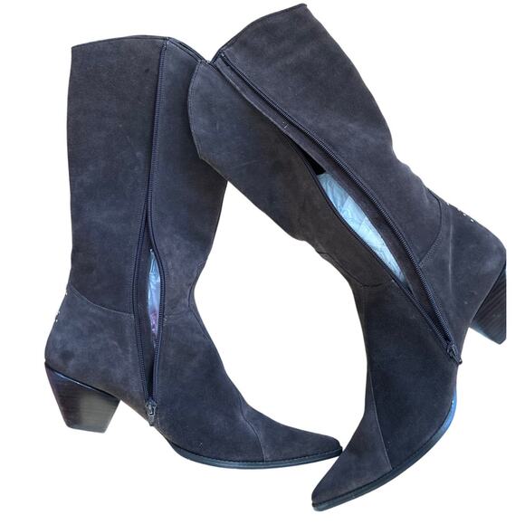 Pazzo Sioux Chocolate Brown Suede Rhinestone Embellished Cowboy Boots - Picture 4 of 12